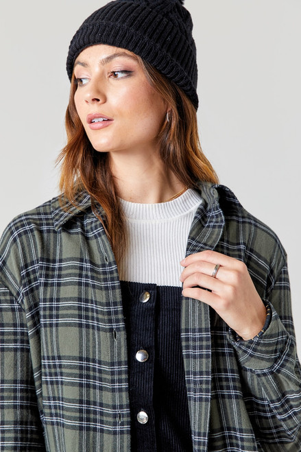 Jessica Frayed Hem Plaid Button Down Top