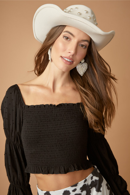 Dianna Pearl Embellished Cow Girl Hat