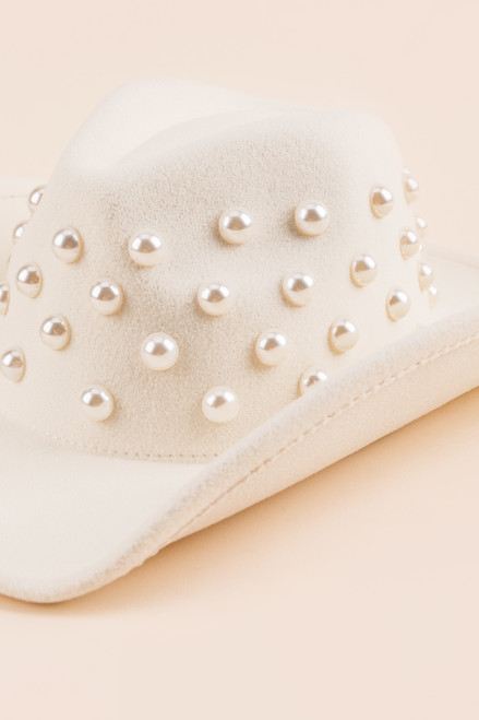 Dianna Pearl Embellished Cow Girl Hat
