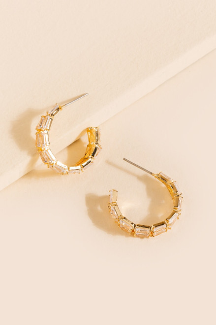 Claire Baguette Mini Hoop Earrings