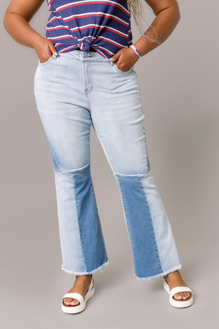 Audrie Colorblock Wide-Leg Jeans