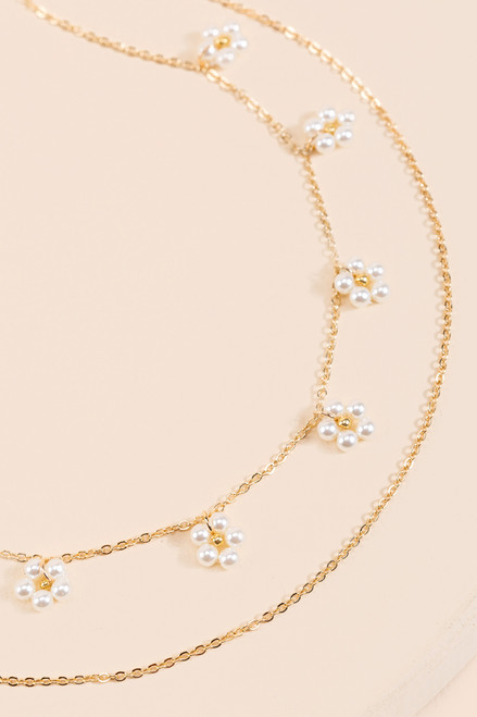 Julia Layered Pearl Flower Necklace