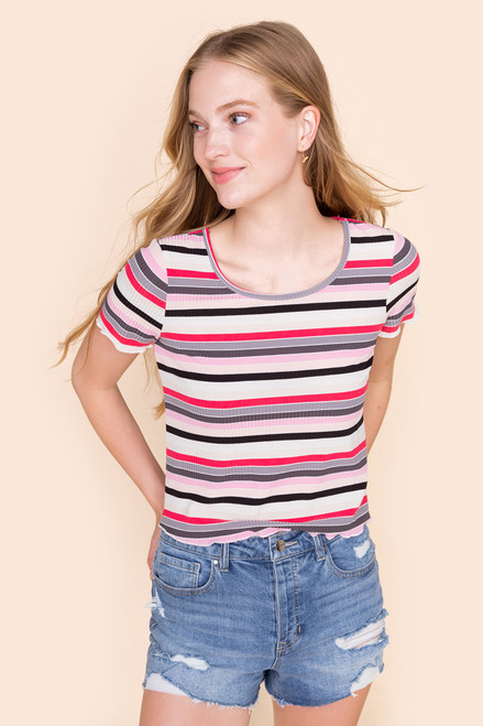 Donnie Striped Ribbed Tee