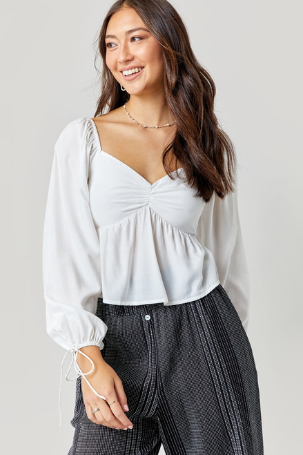 Leire Front Tie Cinched Blouse