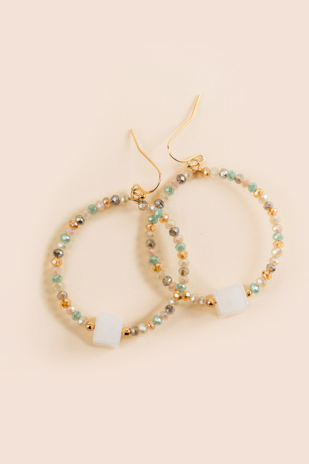 Amy Beaded Hoop Drop Earrings