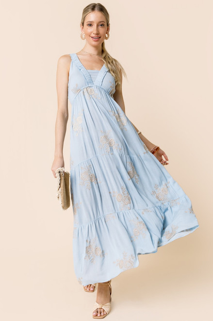 Beth Floral Embroidered Maxi Dress