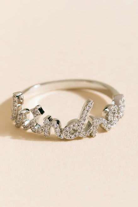 Kindness Pavé Crystal Script Ring