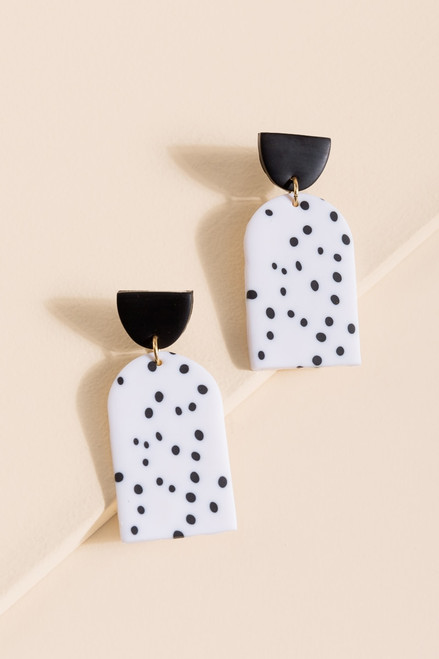 Betty Dalmatian Clay Drop Earrings