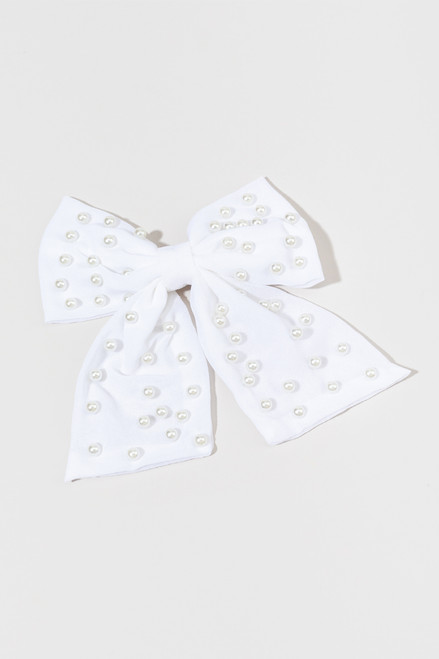 Julie Pearl Embellished Bow Clip