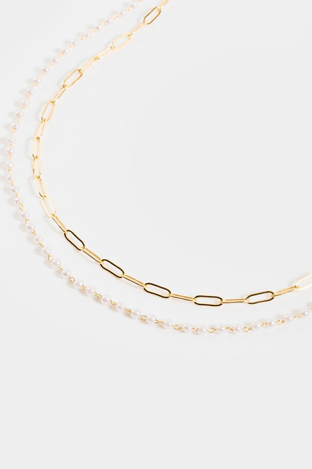 Loni Paper Clip Pearl Necklace