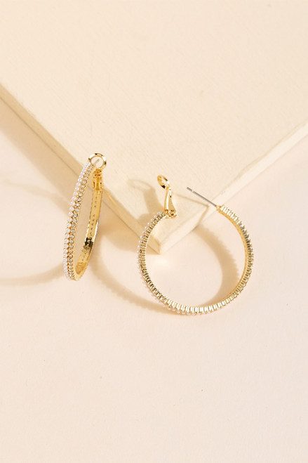 Ada Pave Crystal & Pear Hoop Earrings