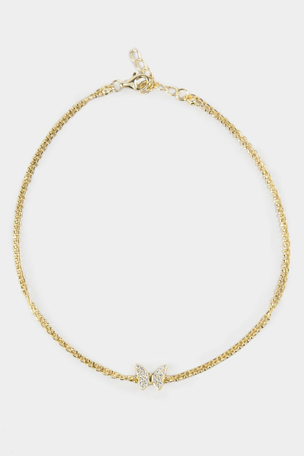 Brianna Pave Butterfly Anklet