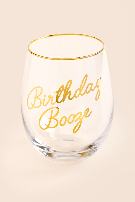 Birthday Booze Stemless Glass