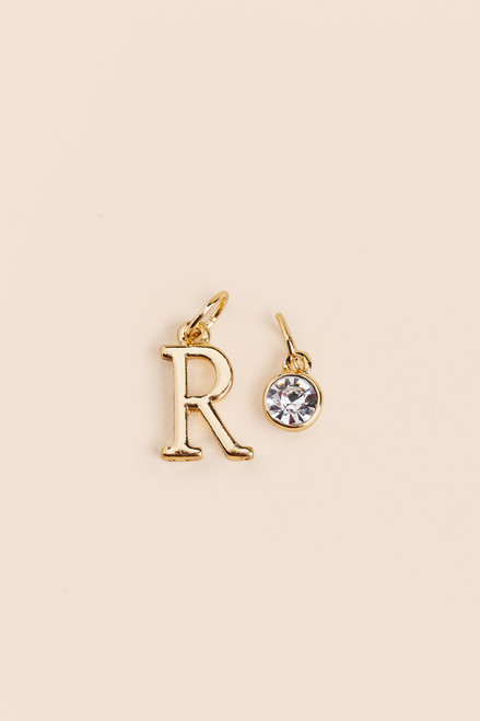 R Initial Charm with Stone