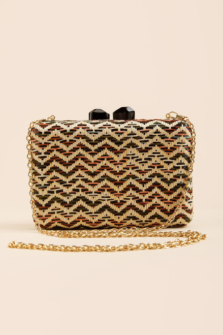 Avery ZigZag Woven Clutch