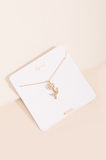 April Birth Flower Pendant Necklace