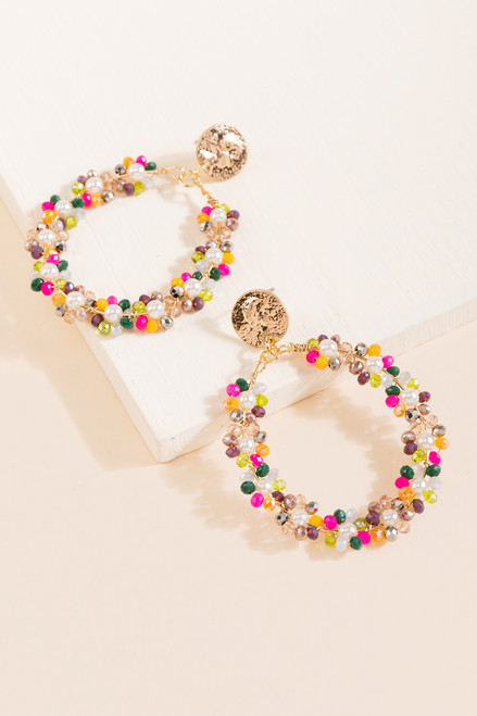 Kailey Floral Beaded Drop Earrings