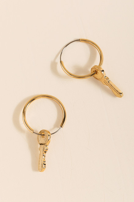 Avril Key Huggie Hoop Earrings