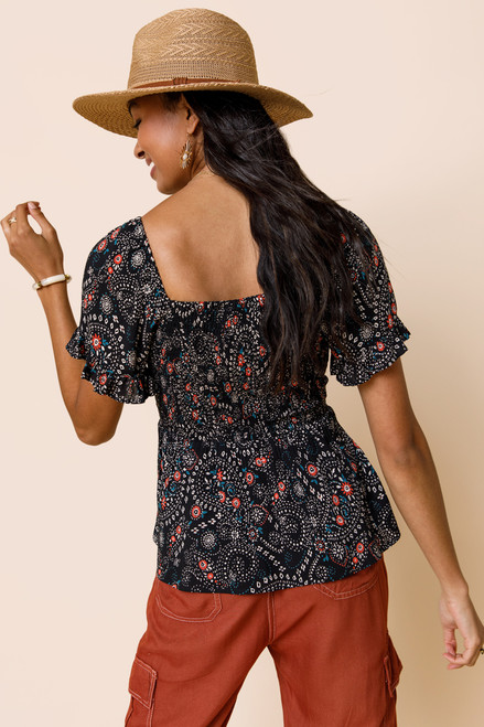 Payten Mix Print Cutout  Blouse