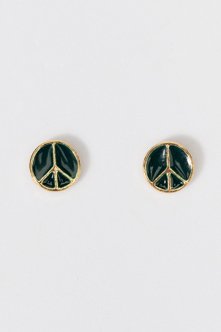 Hello Franki Navy Enamel Peace Sign Studs for girls