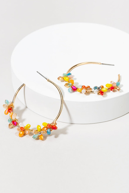 Xoe Floral Beaded Hoops