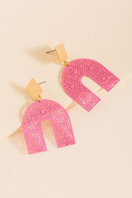 Joyce Filigree Upside Down U Drop Earrings