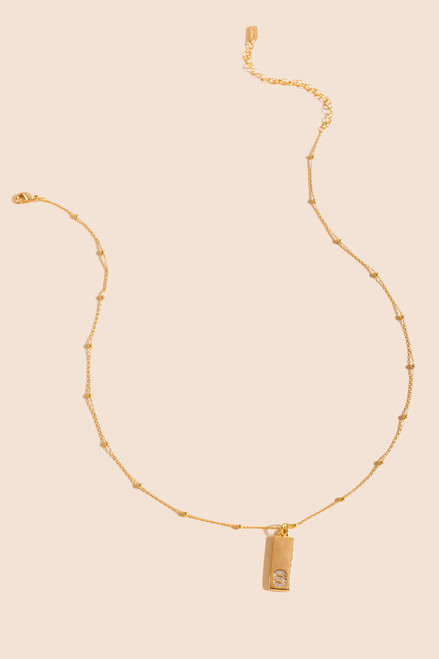 Trove "S" Initial Bar Pendant Necklace