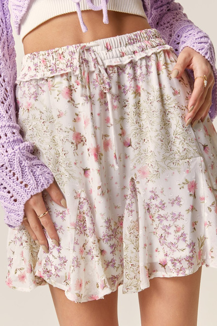 Marie Floral Godet Mini Skirt