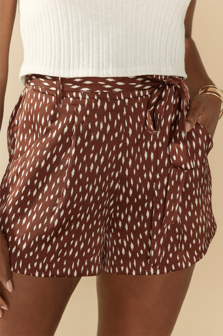 Kasandra Animal Satin Tie Waist Shorts