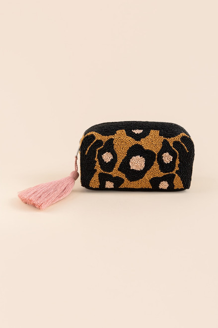 Nessa Beaded Floral Print Pouch