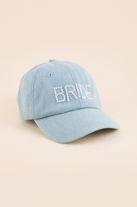 Pearl Embellished Chambray Bride Baseball Hat