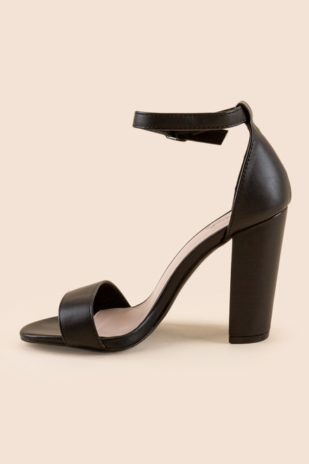 Qupid Faux Leather Block Heels