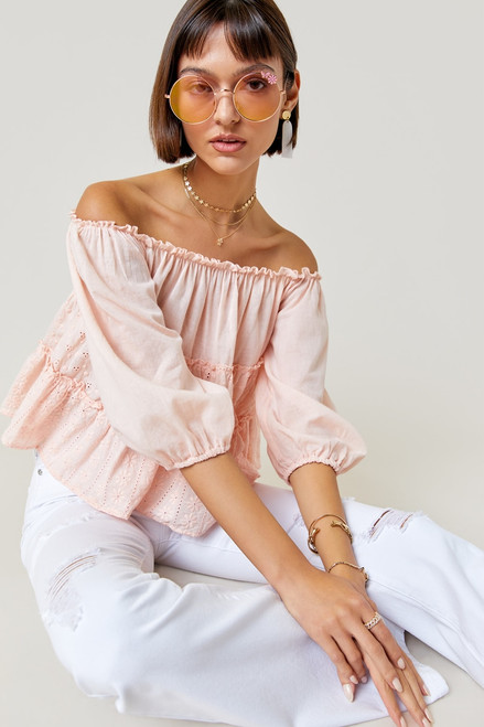 Andy Eyelet Off The Shoulder Top