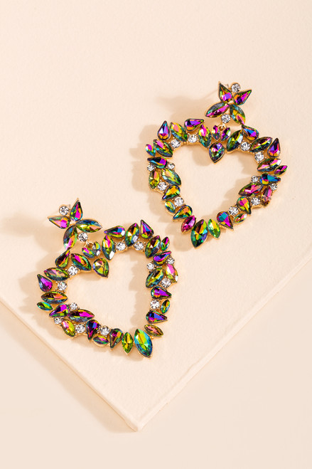 Michelle Crystal Heart Drop Earrings