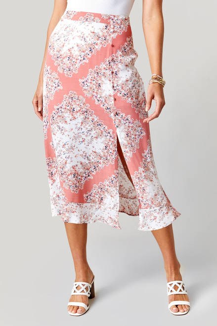 Morgan Floral Side Slit Midi Skirt