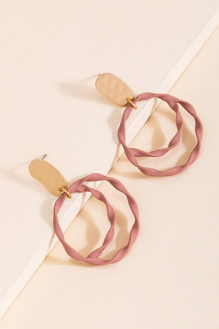 Cherice Matte Twisted Circle Drop Earrings