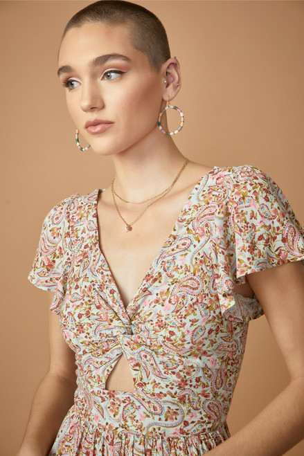 Myah Paisley Font Cut Out Mini Dress