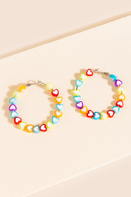 Lori Candy Heart Beaded Hoops