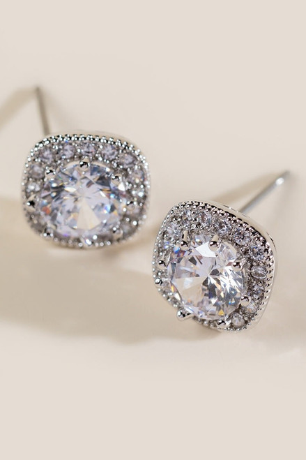 Bria Cubic Zirconia Square Studs