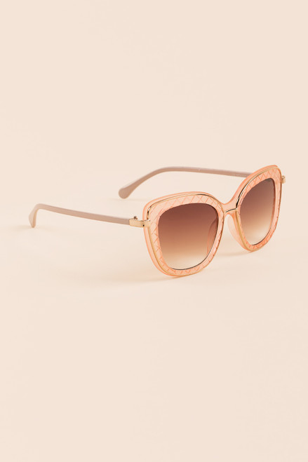 Noriah Quilted Frosted Angular Cat Eye Sunglasses