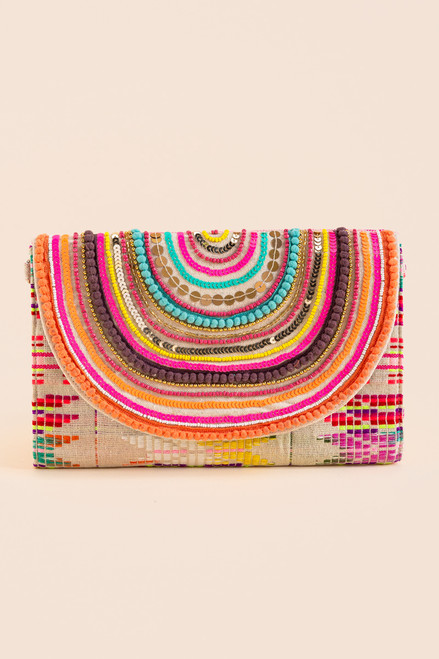 Brandy Aztec Multi Bead Clutch