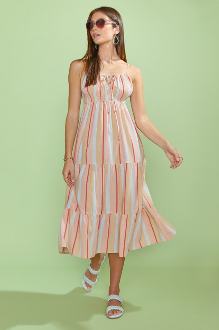 Madelyn Striped Tiered Midi Dress