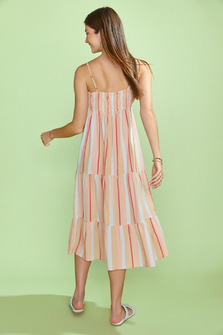 Madelyn Striped Tiered Midi Dress