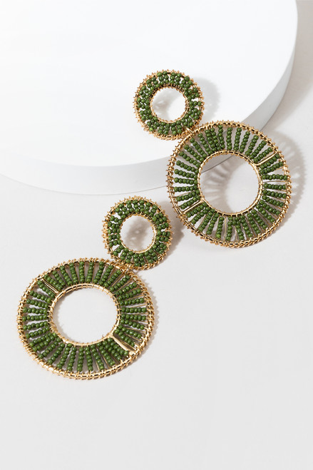 Aleena Woven Bead Circle Drop Earrings