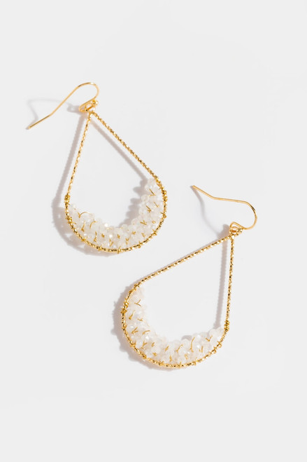 Sydney Beaded Teardrop Earrings in White