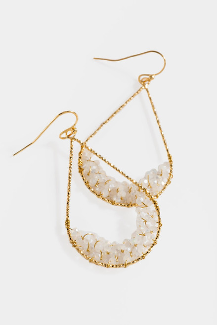 Sydney Beaded Teardrop Earrings in White