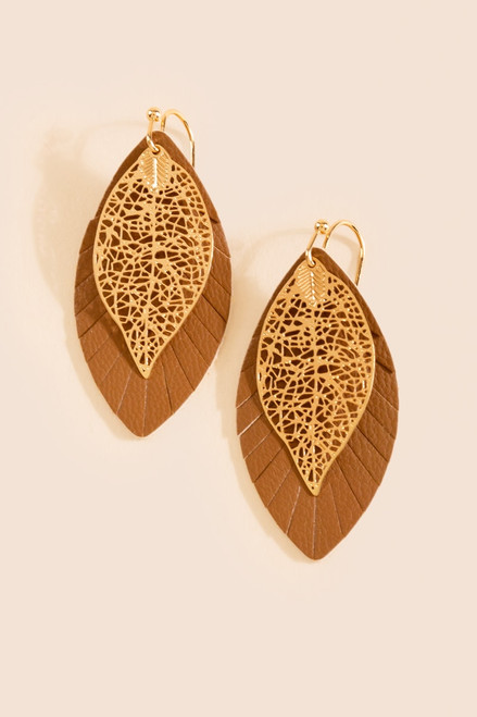 Ivana Filigree Leaf Drop Earrings