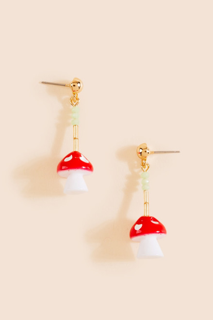 Natalie Mushroom Bead Drop Earrings