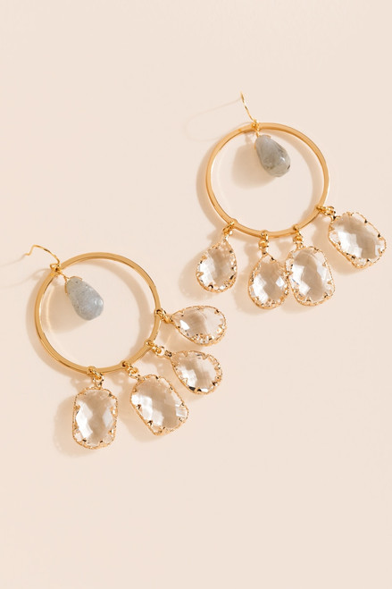 Trove Semi Precious Inner Circle Drop Earrings