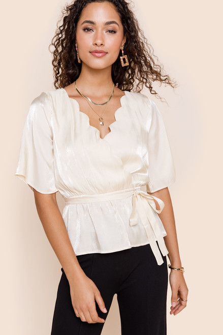 Lorielle High Sheen Scalloped Blouse